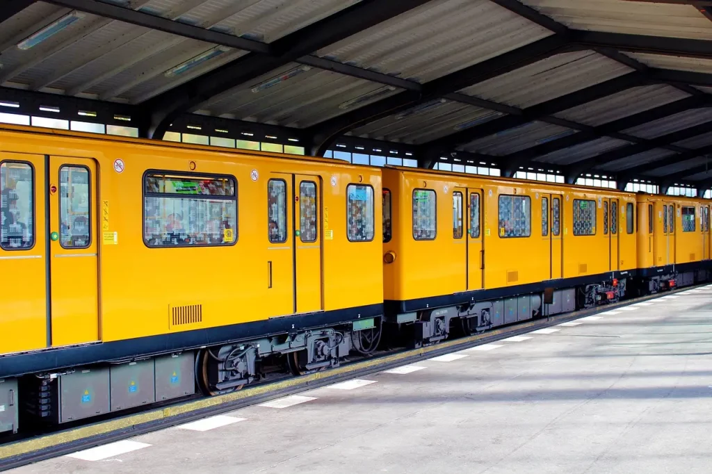 Berlin public transport system with U-Bahn, S-Bahn, trams, trains, and buses
